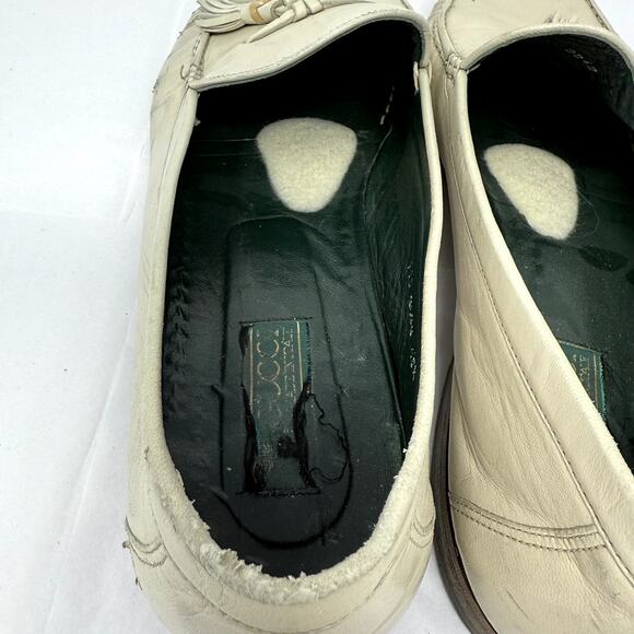 Gucci Men’s Leather Tassel Loafers 45.5C (US 12.5) Ivory Vintage Made in Italy - Picture 7 of 11